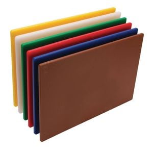 Hygiplas Chopping Board Set Low Density Polyethylene Colour Coded 6 Pack 450x300x10mm Commercial Kitchen Storage