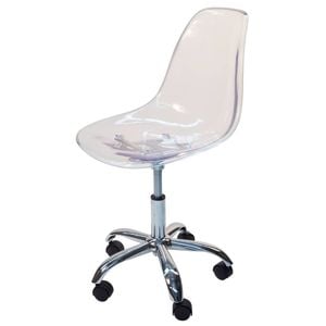 SK Designer Living | Replica Eames DSW Plastic Office Chair Swivel Desk Chair | Clear Transparent