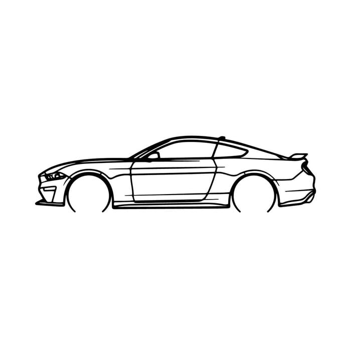 Ignite Laser Ford 2020 Mustang GT Silhouette Metal Wall Art Coated Black 47inch/120cm