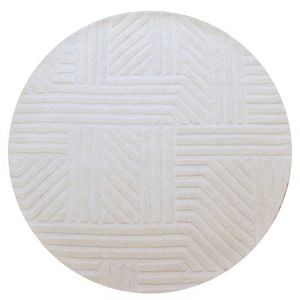 Modern Handmade Round Rug-Addison 6368-Ivory-160x160cm