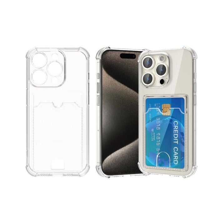 ClearCase With Card Holder Wallet Clear Slim Soft Protective Cover Shockproof - For Apple iPhone 16