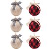 Catzon 6 Pcs Christmas Ball Ornaments 8CM with Pine Cones and Greenery for Xmas Party-Set 8