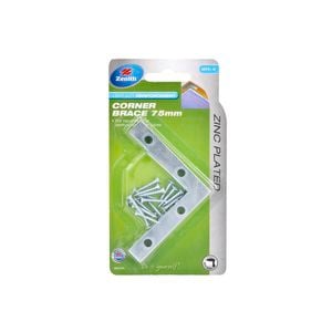 Zenith Corner Brace Bracket 75mm ZP 4pc
