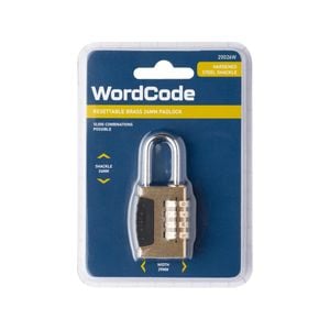 Wordcode 24mm Brass 4 Dial Resettable Padlock