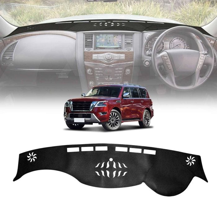 Luxury 3D Dash Mat Pad Non-Slip for Nissan Patrol 2012-2024 Y62 Series Microfiber Leather
