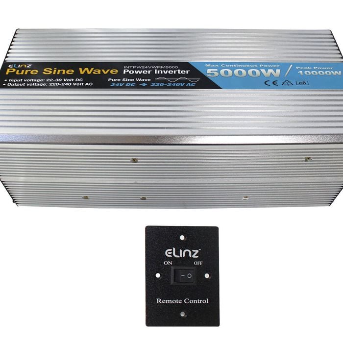 Elinz Pure Sine Wave Power Inverter 5000W/10000W 24V-240V AUS Plug Remote Control - With Remote Control | Pure Sine Wave | 24V