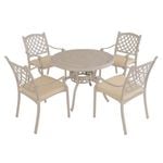 FurnitureOkay Orlando 5-Piece Cast Aluminium Outdoor Dining Setting - Sandstone