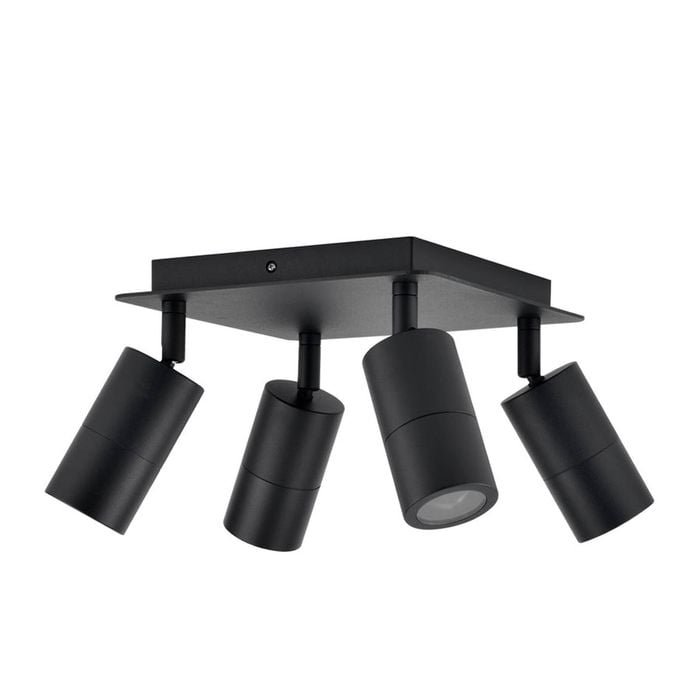 CLA Lighting Exterior Adjustable 4 Head Square Spot Light (Black) IP44