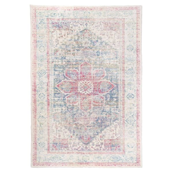 Loopsie-180cm X 120cm-seri Pink And Blue Medallion Washable Rug