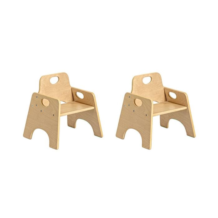 Jooyes Kids Stackable Wooden Toddler Chair H25cm - 2 Pack - oak | 45cm | Kids Chair