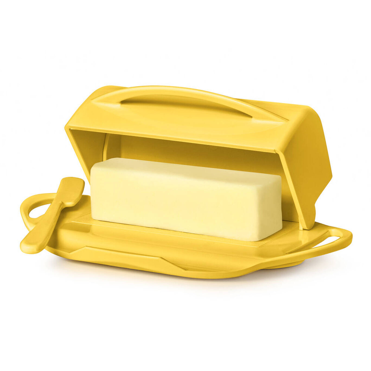 Butterie Flip-Top Plastic Butter Dish w/ Spreader 22.9x14cm - Yellow ...