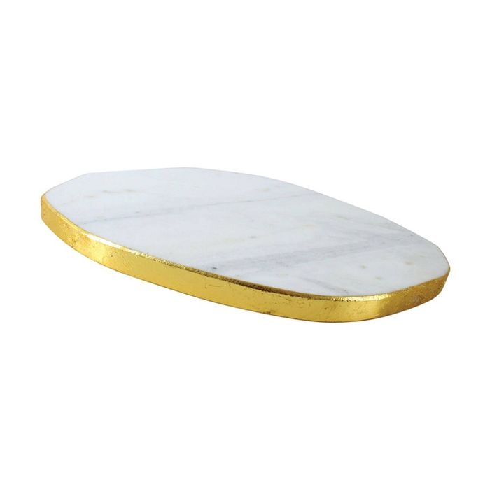 Maine & Crawford Wendell 25x21cm Marble Food Cheeseboard Tray w/ Gold Foil White