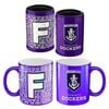 Afl Metallic Coffee Cup And Can Cooler Set - Fremantle Dockers - Mug Stubby