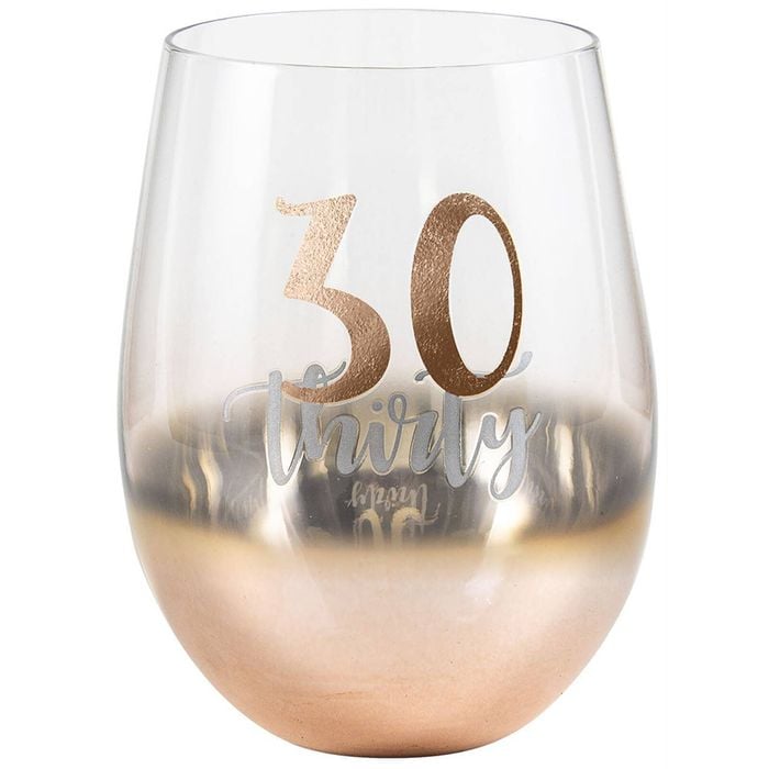 Rose Gold 30 Ombre Stemless Wine Glass 600ml Drinking Cup