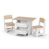 Keezi Kids Table and 2 Chairs Set Wooden Activity Table wit 2 Storage Drawers Natural