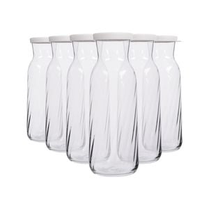 LAV Fonte Optic Glass Carafes - 1.2L - White Lid - Pack of 6
