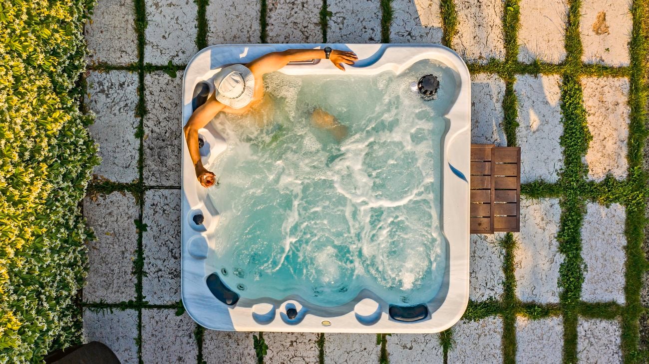 Man relaxing in a spa/hot tub