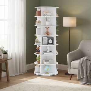Ufurniture 7-Tier Rotating Shoe Rack Tower 360 Swivel Storage Organiser Display Carousel  White