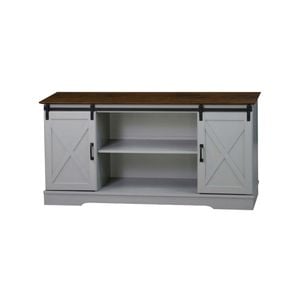 Maestro Furniture Fethi Barn Door Farmhosue TV Stand Entertainment Unit Storage Cabinet - Grey & Rosewood