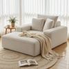 Homfurn Sofa Bed Lounge Chair Recliner Couch Reading Chairs Sleeper Cloud Sofas Faux Fur Fabric,Beige