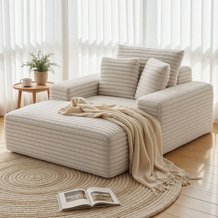 Homfurn Sofa Bed Lounge Chair Recliner Couch Reading Chairs Sleeper Cloud Sofas Faux Fur Fabric,Beige