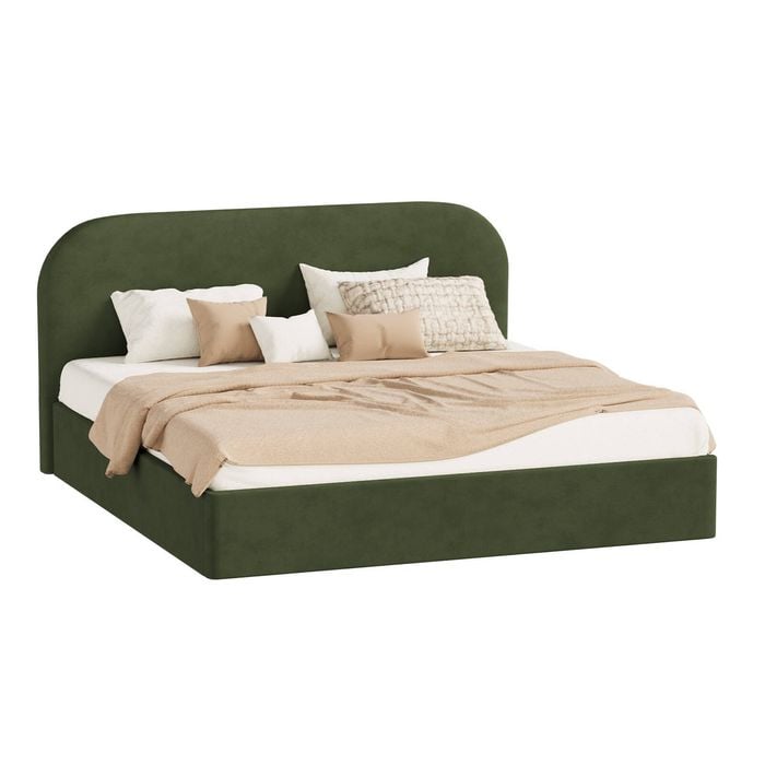Oikiture Bed Frame King Size Gas Lift Headboard Green