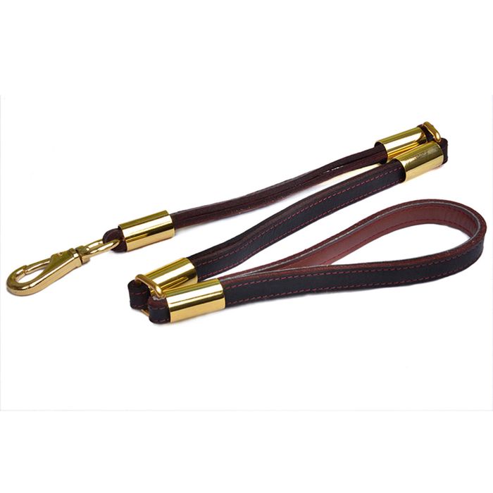 CottonMore Premium 3-Section Genuine Leather Dog Leash Brass Hardware 85cm Long