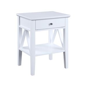 Sarantino Greta Bedside Table with Drawer - White