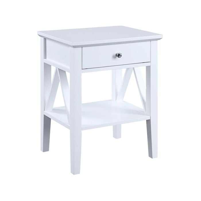 Sarantino Greta Bedside Table with Drawer - White