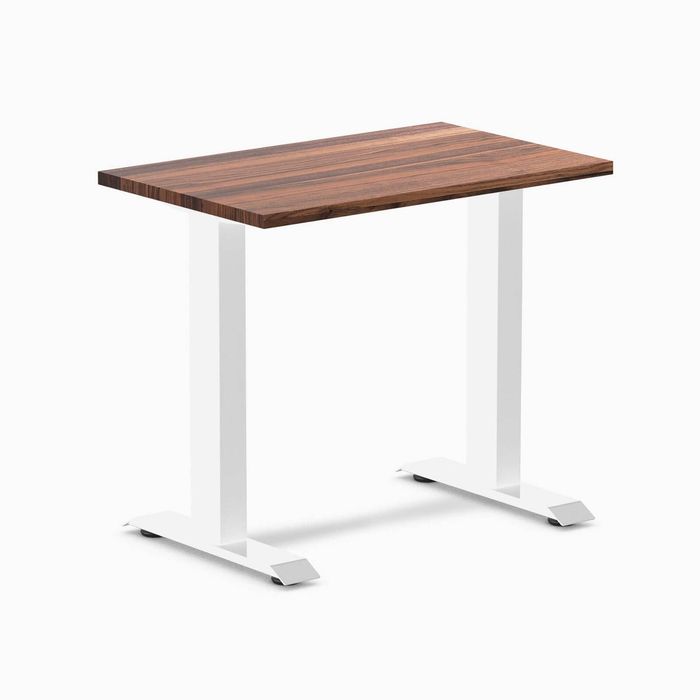 Desky Fixed Height Mini Hardwood Office Desk White Frame 80cm