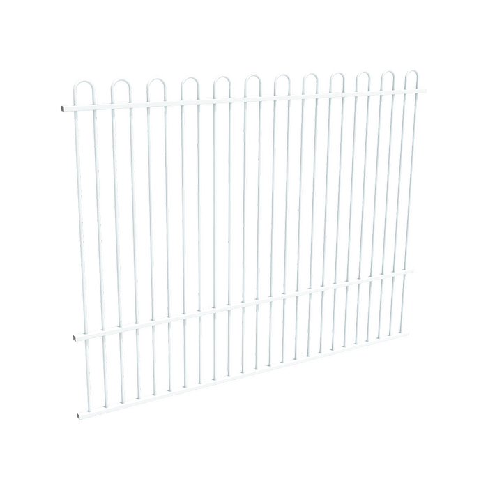 ProtectorAl 2400 x 1800mm Pearl White Aluminium Loop Top Pool Fence Panel With Mid Rail