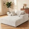Advwin 132cm Chaise Lounge Chair Corduroy Single Sleeper Cloud Sofa w/ Cushion & Side Pocket Compressed Sofa Beige