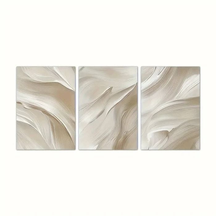 3pcs Abstract Beige White Brushstroke Print 100% Australian Made 3 x 40x60cm (Metal Print)