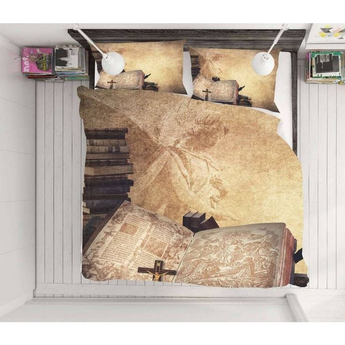 3D Vintage Book Cross 010 Bed Pillowcases Quilt Queen Size
