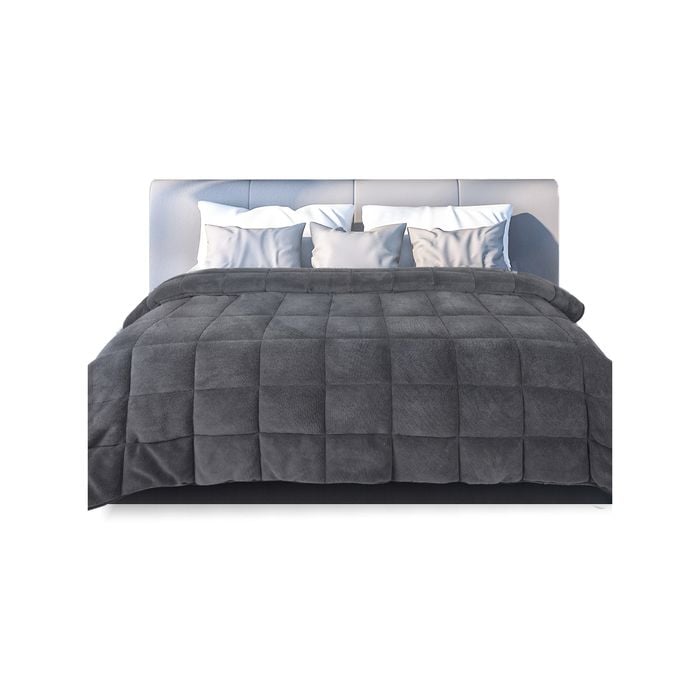 DreamZ Quilt Doona Comforter Blanket Velvet Winter Warm Queen Bedding Grey