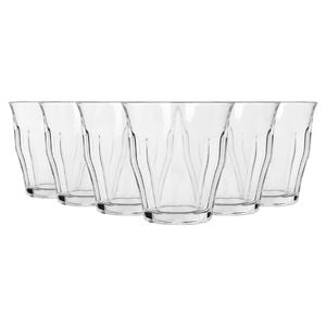 Argon Tableware 210ml Fluted Water Glasses - Set Of 6 - Ribbed Fluted Glassware Tumblers Set Durable Soda Lime Glass