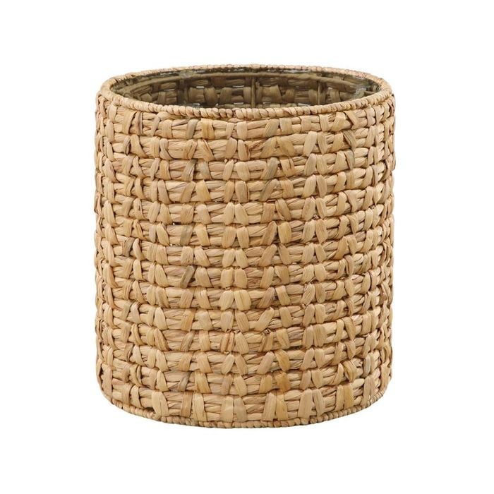 Beatrice Side Table Bedside Round Glass Top 41cm woven