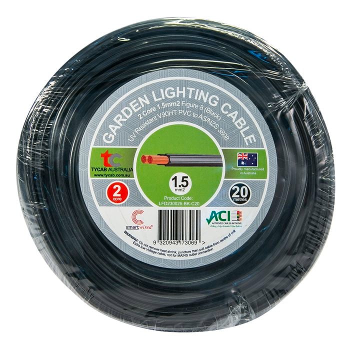 Tycab Cables 1.5mm² x 20m 2 Core 12v Garden Cable