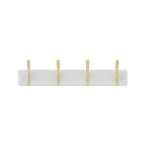 MODE 4 Brushed Brass Hooks on White Board Hat and Coat Rack