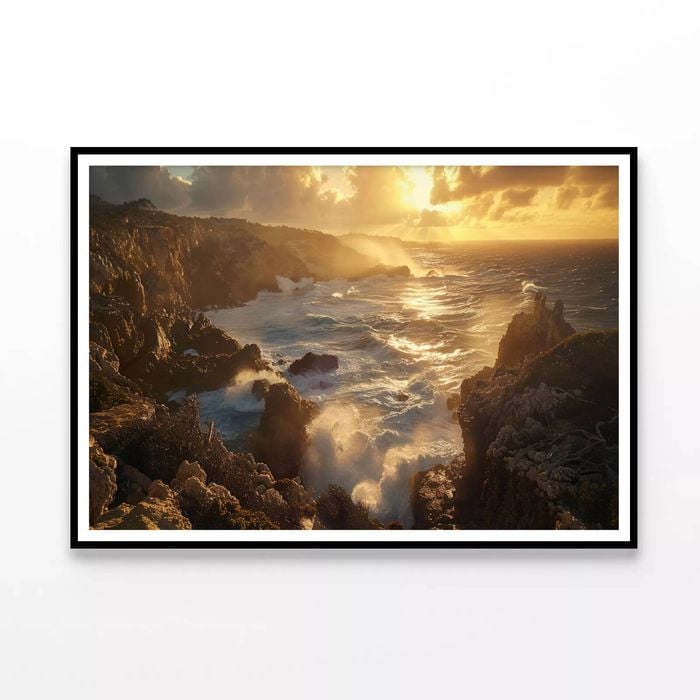 Rocky Coastline & Mountains  Print 100% Australian Made 120x90cm  (Poster)