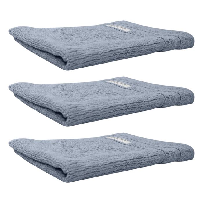 3x Bas Phillips Cairo Ribbed Collection Cotton Hand Towel 60x40cm Mercury