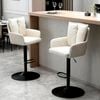 Homfurn Set Of 2 Adjustable Swivel Bar Stool, Modern Linen Fabric Bar Chair With Armrest, Ergonomic Counter Height Stool