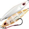 100gm Storm Gomoku Koika Jig - Slow Pitch Jig Fishing Lure - Orange Zebra/Pearl
