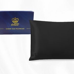 Luxor Crown Black One Piece 100% Pure Two-Side Silk Mulberry Pillowcase