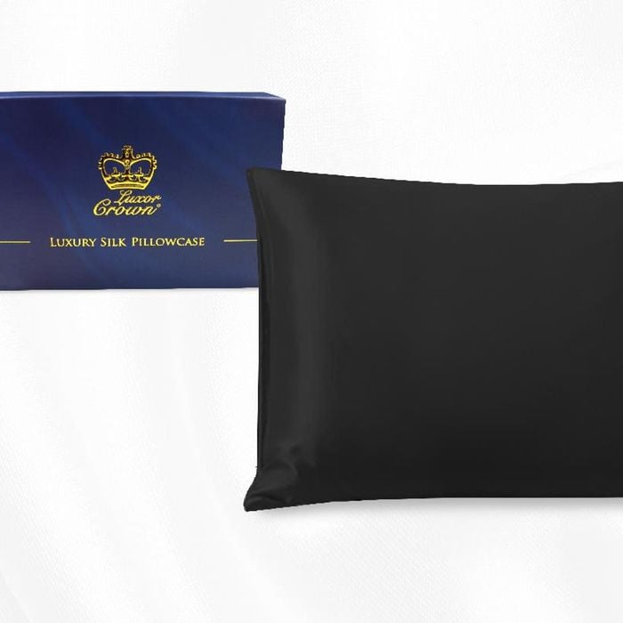 Luxor Crown Black One Piece 100% Pure Two-Side Silk Mulberry Pillowcase
