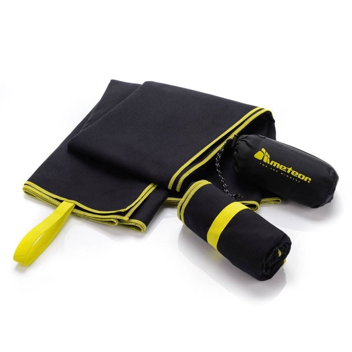 METEOR 42x55cm Black Quick-Dry Microfiber Gym Towel