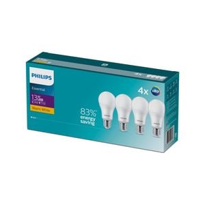 Philips A60 E27 LED 1350lm Warm White 13W Globe - 4 Pack