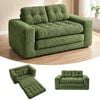 Advwin Folding Sofa Bed 2 in 1 Convertible Floor Loveseat Sofa Fold Out Corduroy Sleeper Couch w/ 2 Pillows Green