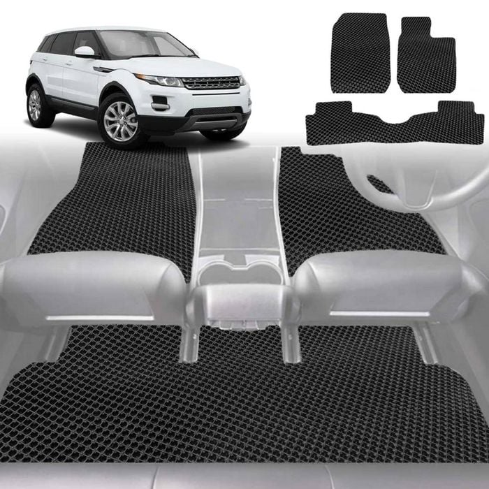 6D Diamond Car Floor Mats for Land Rover Range Rover Evoque 2010-2018-Full Set-Black-Outback GT