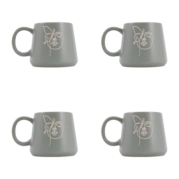 4PK Splosh Heartfelt Strength 440ml Stoneware Mug Coffee/Tea Cup - Green